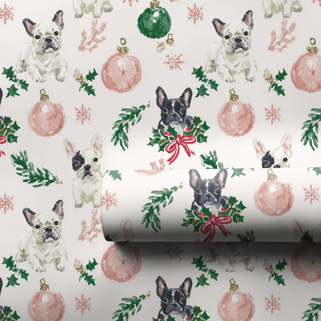 Christmas With French Bulldogs - Wrapping Paper - Image 3