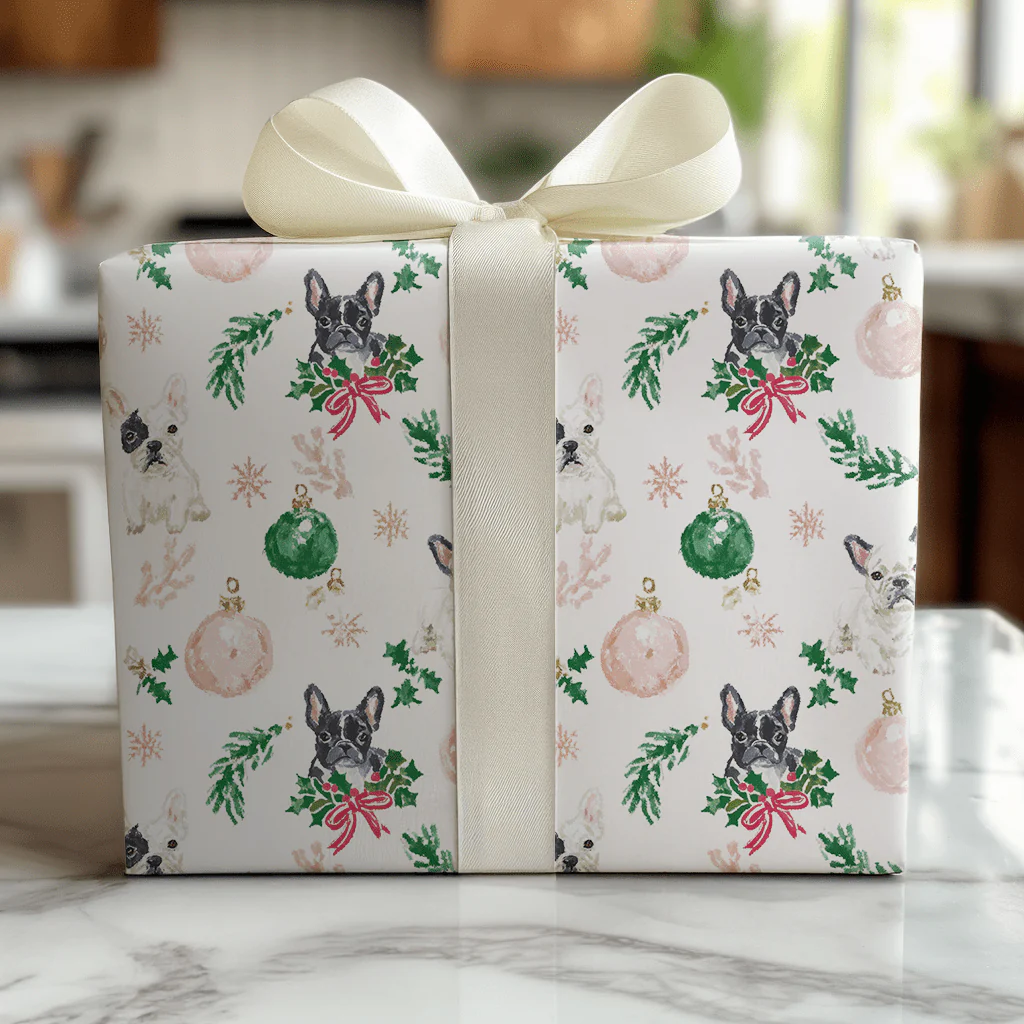 Christmas With French Bulldogs - Wrapping Paper - Image 4